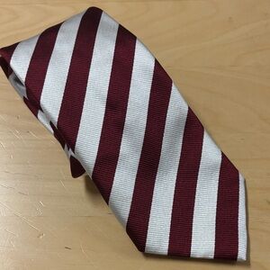 Canali Burgundy and White Striped Tie - Classic Formal Accessory